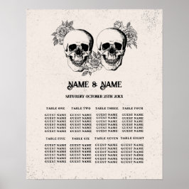 スカルレッドローズ8テーブルプラン結婚のポスターシート ポスター