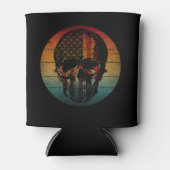 スカルヴィンテージアメリカ国旗の贈り物 缶クーラー (正面)