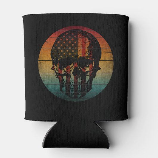 スカルヴィンテージアメリカ国旗の贈り物 缶クーラー (裏面)
