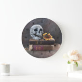 スカルヴィンテージオールドブックスイエローヒマワールゴシック ラージ壁時計 (ホーム)