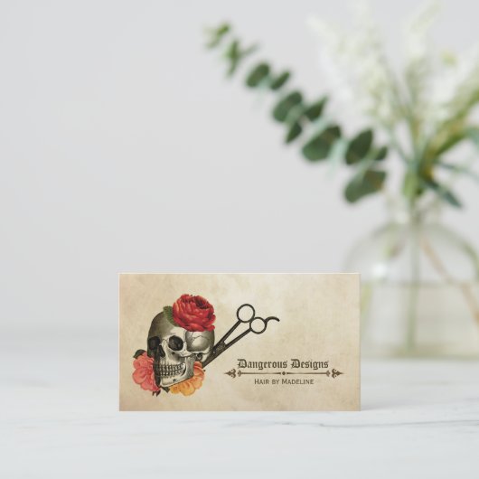 スカルヴィンテージフローラヘアスタイリスト美容師 名刺 (スタンド正面)