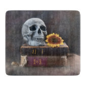 スカルヴィンテージブックスイエローサンフラワーゴシック カッティングボード (正面)