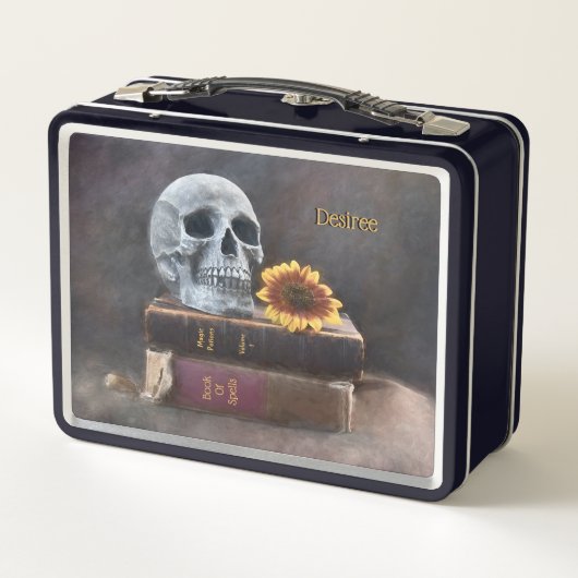 スカルヴィンテージブックスイエローサンフラワーゴシック メタルランチボックス (裏面)