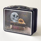 スカルヴィンテージブックスイエローサンフラワーゴシック メタルランチボックス (正面)