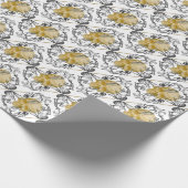 スカルヴィンテージ金ゴールド ラッピングペーパー (角)