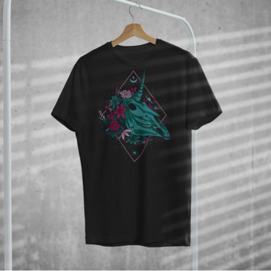 スカル一角頭（花） Tシャツ