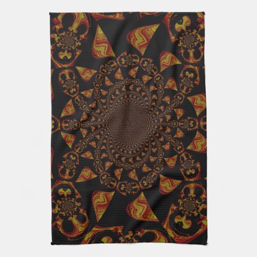 スカル万華鏡のように千変万化するパターンアートプリント キッチンタオル (縦)