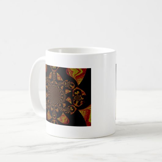 スカル万華鏡のように千変万化するパターンアートプリント コーヒーマグカップ (正面左)