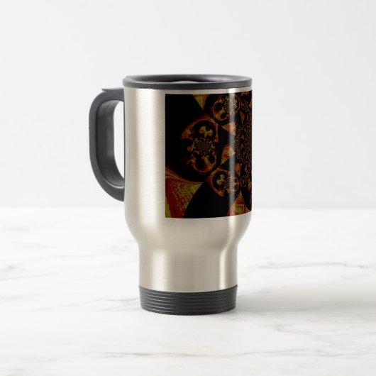 スカル万華鏡のように千変万化するパターンアートプリント トラベルマグ (正面左)