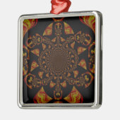 スカル万華鏡のように千変万化するパターンアートプリント メタルオーナメント (左)