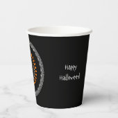 スカル万華鏡のように千変万化するパターン円ハッピーハローウィン 紙コップ (裏面)