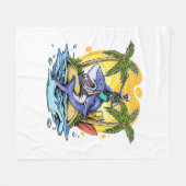 スカル上のサメより上のビーチ フリースブランケット (正面(横))