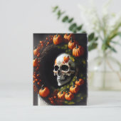 スカル不気味とカボチャリース シーズンポストカード (スタンド正面)