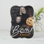 スカル不気味と幽霊ブー!ハロウィーン写真のスクリプト シーズンカード (スタンド正面)