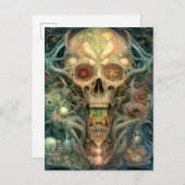 スカル不気味な超現実的ホラーアート ポストカード (正面/裏面)