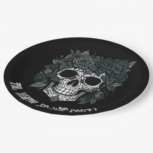 スカル不気味のハロウィーンの骨の日 ペーパープレート (アングル)