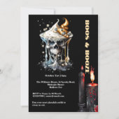 スカル不気味カクテルブラックキャンドルゴシック風シック 招待状 (正面)