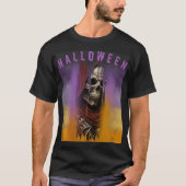 スカル不気味スケルトンハロウィーン Tシャツ (正面)