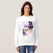 スカル不気味ハロウィーンフード付きスウェットシャツ、カップルグラフィック スウェットシャツ (正面フル)