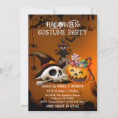 スカル不気味ボーンJack-o'-Lanternキャンディハロウィーン 招待状 (正面)