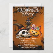 スカル不気味ボーンJack-o'-Lanternキャンディハロウィーン 招待状 (正面)
