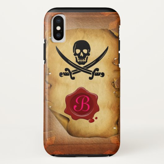 スカル交差剣モノグラムワックスシール剤 Case-Mate iPhoneケース (裏面)