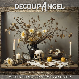 スカル付きゴシックの静物生活 – Decopage - 薄葉紙