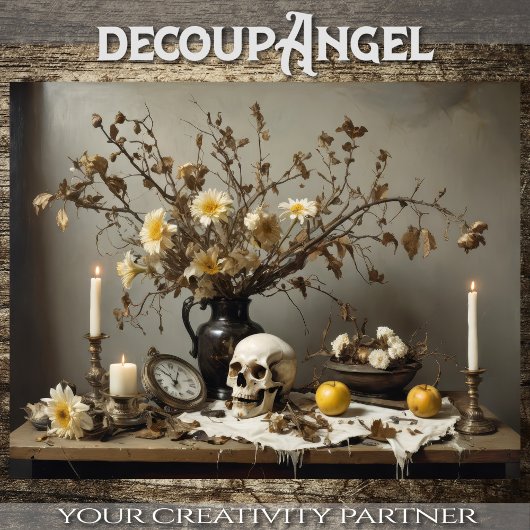 スカル付きゴシックの静物生活 – Decopage - 薄葉紙