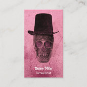スカル付きトップハットゴシックピンクガーリーヴィンテージゴシック 名刺 (正面)