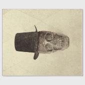 スカル付きトップハットゴシックヴィンテージセピアテクスチャ ラッピングペーパー (フラット)