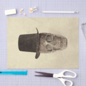 スカル付きトップハットゴシックヴィンテージセピアテクスチャ 薄葉紙 (クラフト)