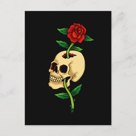スカル付きバラ ポストカード (正面)