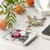 スカル付きヘッドフォンデザイン キーホルダー (側面)