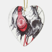 スカル付きヘッドフォンデザイン セラミックオーナメント (左)