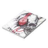 スカル付きヘッドフォンデザイン ノートパッド (回転)