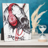 スカル付きヘッドフォンデザイン フォトプラーク (側面)