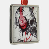 スカル付きヘッドフォンデザイン メタルオーナメント (右)