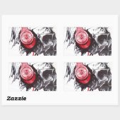 スカル付きヘッドフォンデザイン 長方形シール (シート)