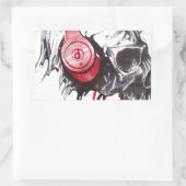 スカル付きヘッドフォンデザイン 長方形シール (バッグ)