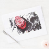 スカル付きヘッドフォンデザイン 長方形シール (封筒)