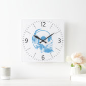 スカル付きヘッドホン スクエア壁時計 (ホーム)