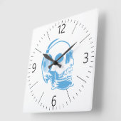 スカル付きヘッドホン スクエア壁時計 (傾斜)