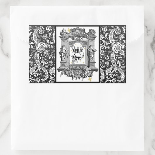 スカル付き 長方形シール (バッグ)