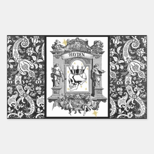 スカル付き 長方形シール (正面)