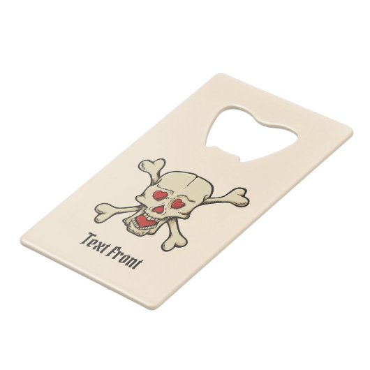 スカル付ハート クレジットカード栓抜き (正面アングル)