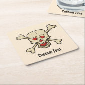 スカル付ハート スクエアペーパーコースター (アングル)