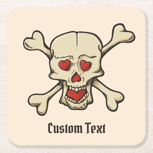 スカル付ハート スクエアペーパーコースター (正面)
