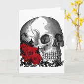 スカル付バラヴィンテージプリント カード (黄色い花)