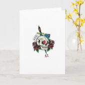 スカル伝統的タトゥー カード (黄色い花)