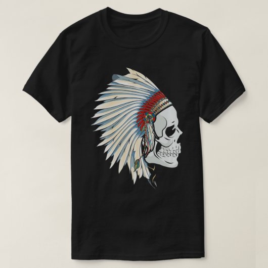 スカル先住民アメリカン Tシャツ (デザイン正面)
